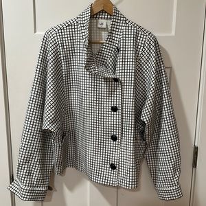CAbi Black & White Checkered Coat. Size L.